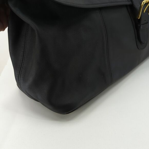 COACH Leather Weekender Duffel Gym Shoulder Bag Black Travel 1995 K5B-0522 VTG - Picture 3 of 11